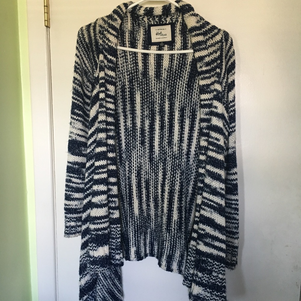 Blue & White Striped Cozy Cardigan